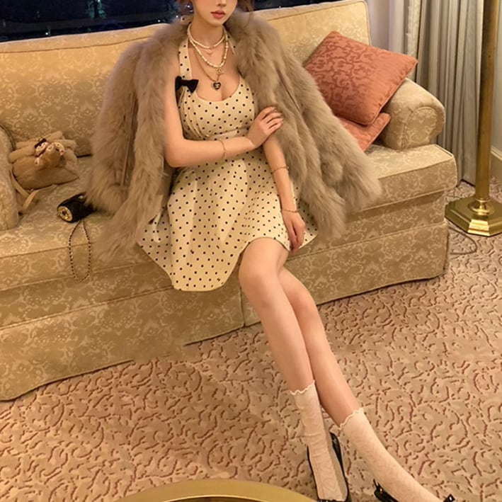 【dress】リボン付きホルターネックワンピース　M30201