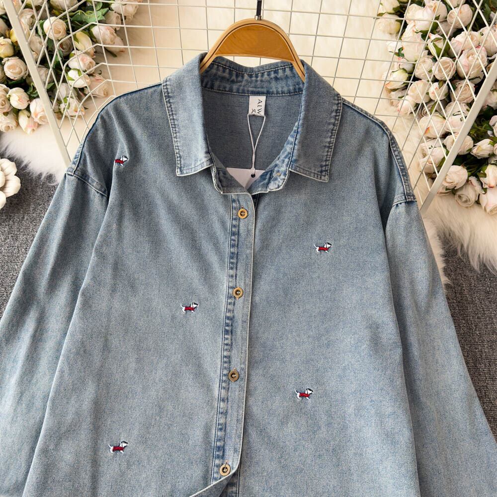 【tops】刺繍デニムシャツ　M29826