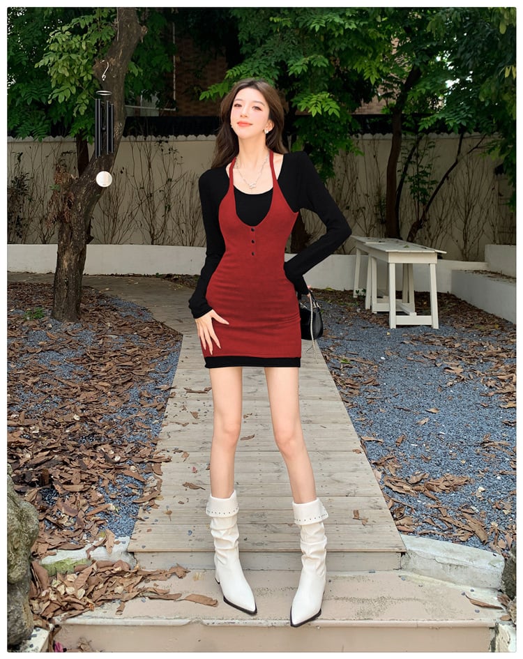 【dress】切り替えニットワンピース　M27072