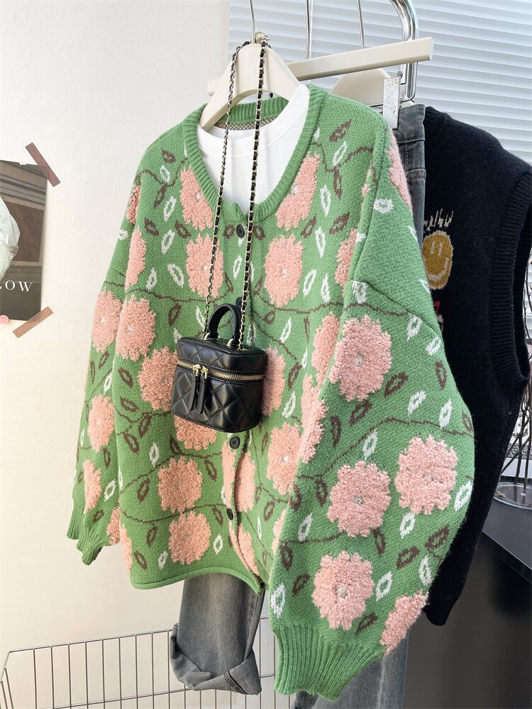 【outer】ジャカードニットカーデ　M28934