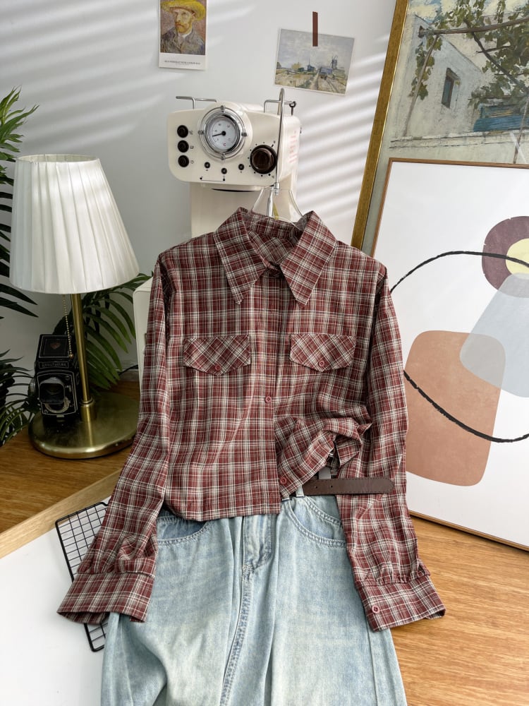 【tops】チェック柄シャツトップス　M25714