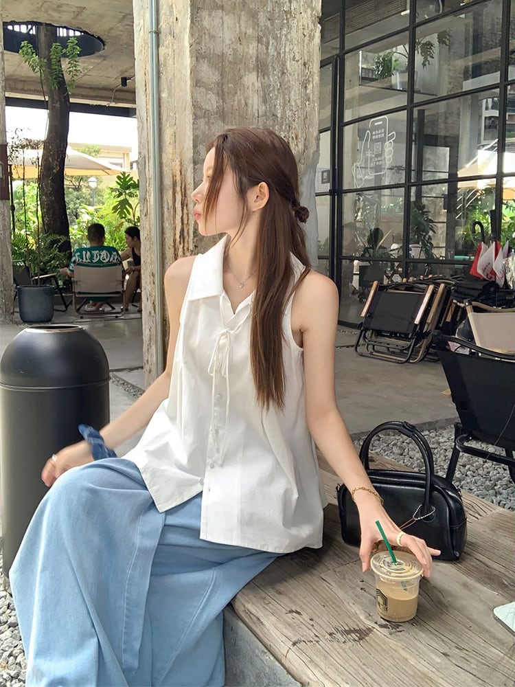 【set】ノースリーブシャツトップス×ワイドパンツセット　M24817