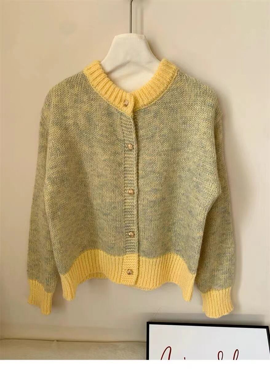 【outer】配色ニットカーデ　M28915