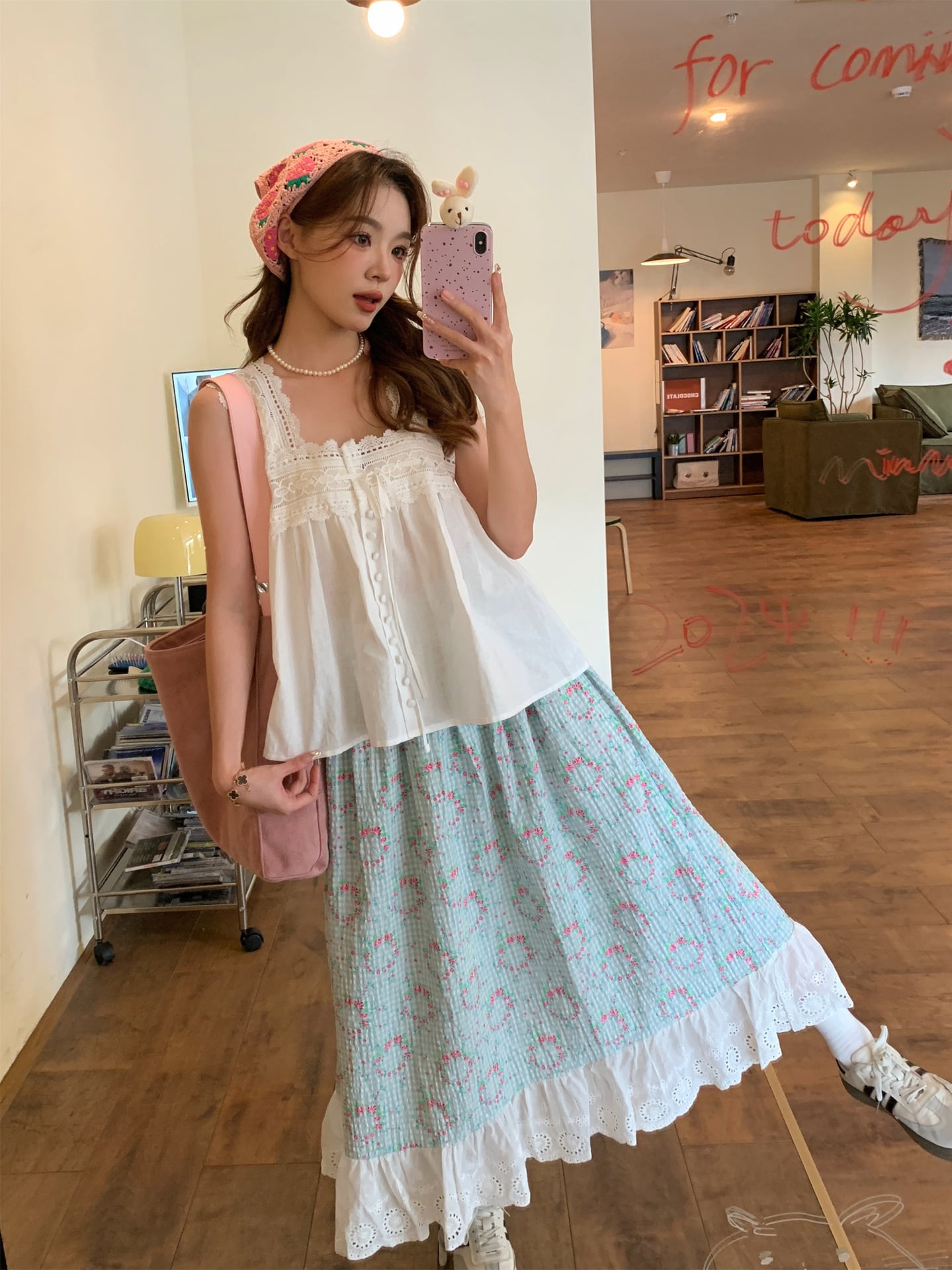 【bottoms】Aライン花柄スカートG20484