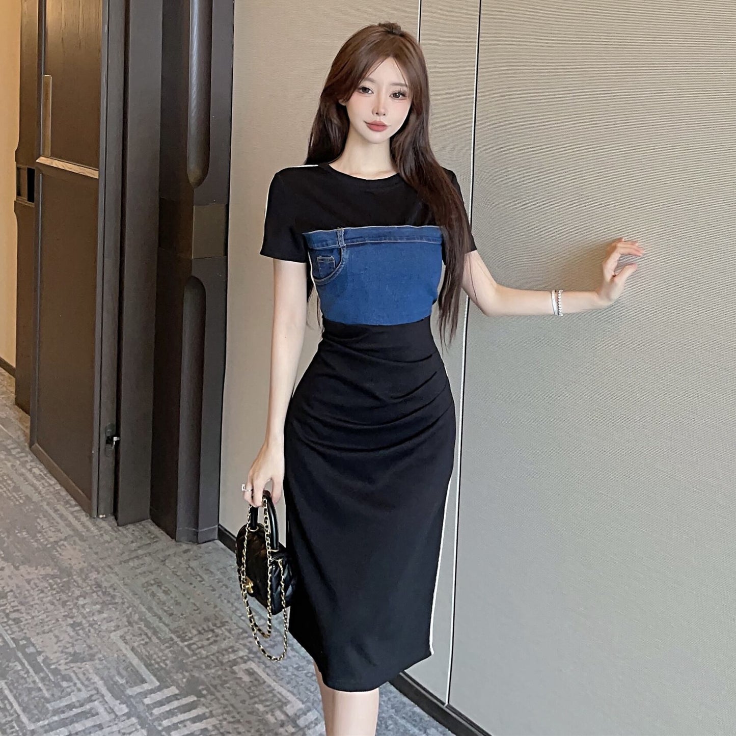 【dress】切り替えデニムワンピース G21387