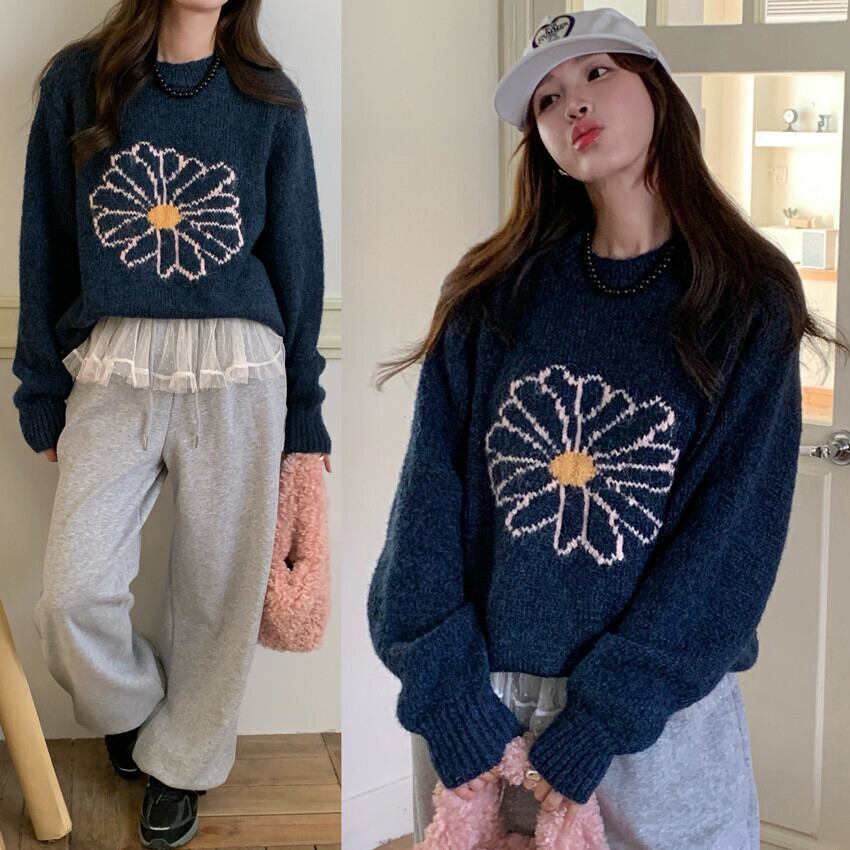 【tops】刺繍ニットセーター　M28269