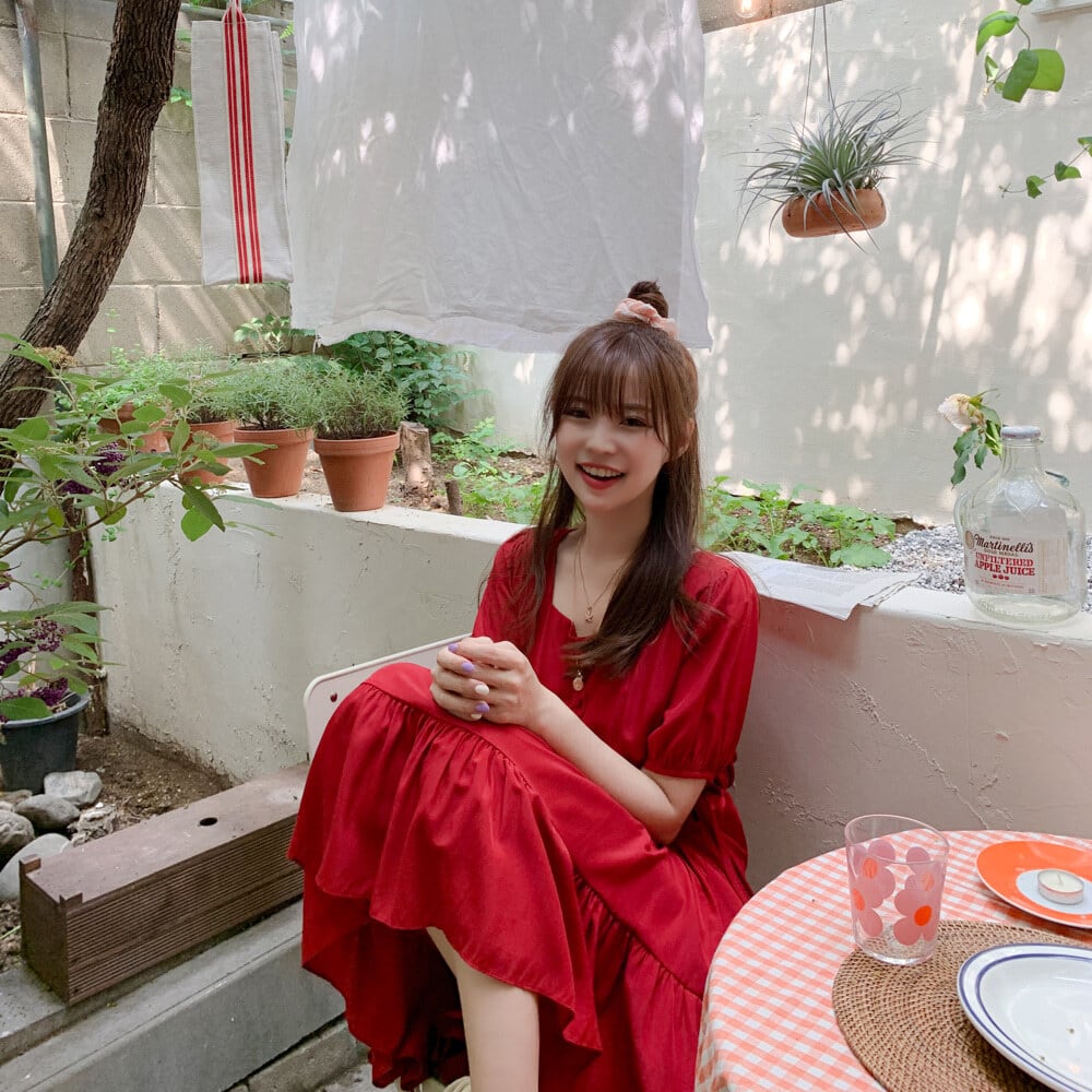 【dress】美人度アップ!気質満点スクエアネックスウィート着痩せワンピース