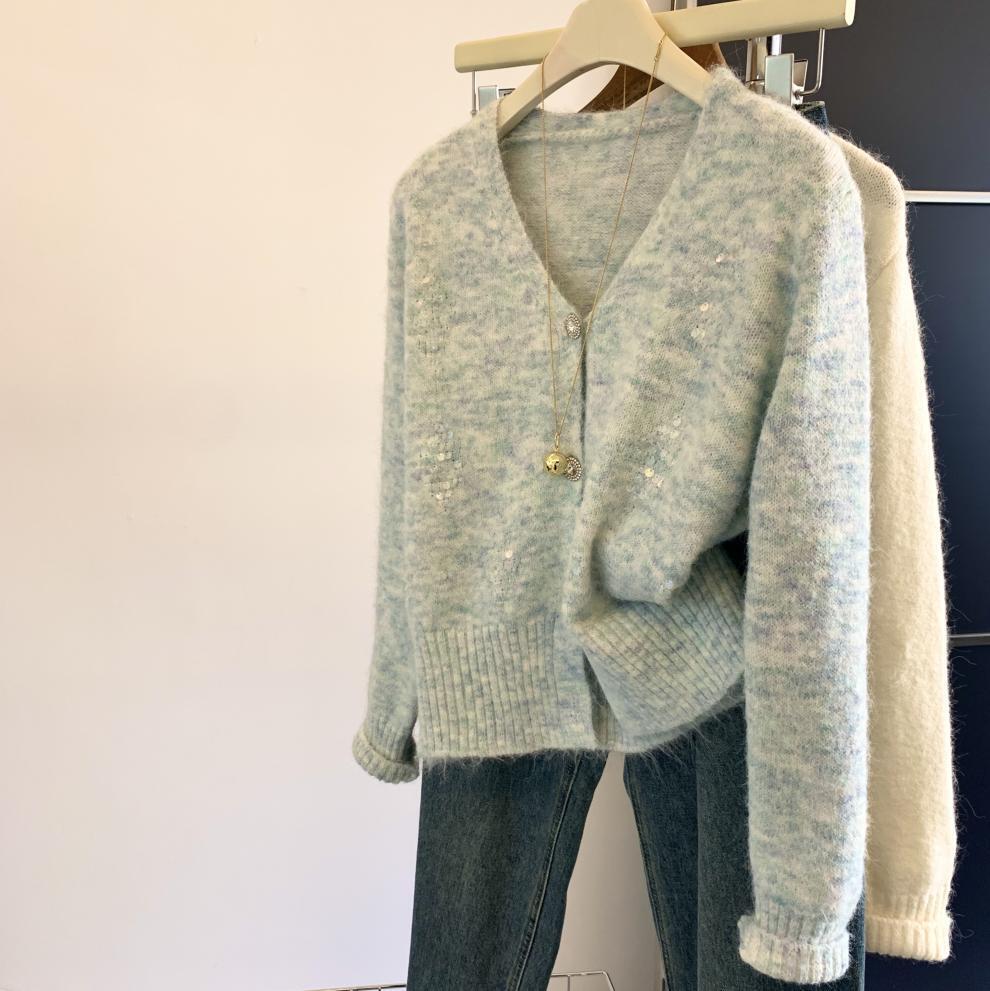 【outer】スパンコールニットカーデ　M29266