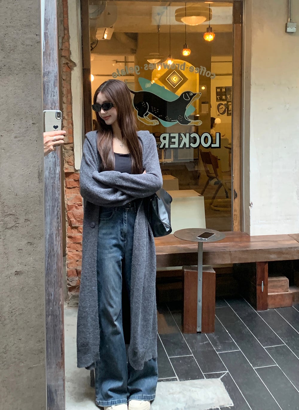 【outer】ロング丈ニットカーデ　M26335