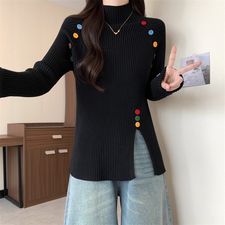 【tops】ボタンデザインニットトップス　M27823
