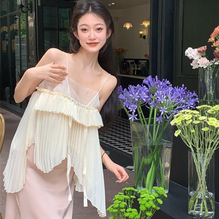 【tops】シフォンギャザーキャミソールG20098