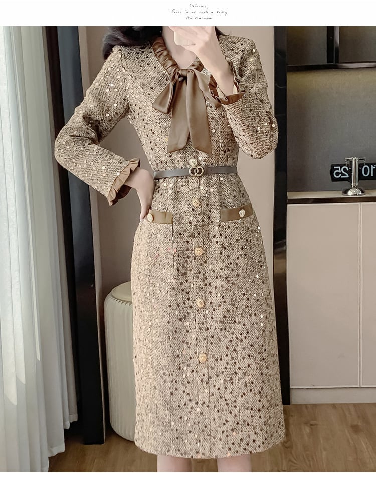 【dress】スパンコールツイードワンピース　M27788