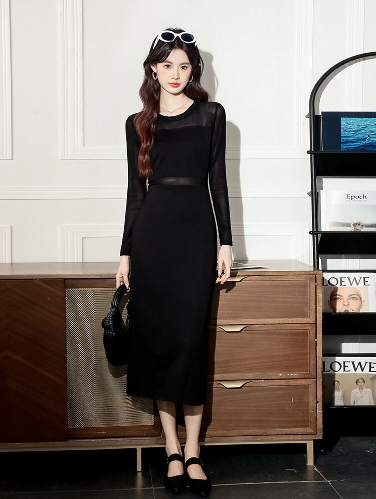 【dress】チュールドッキングワンピース Q7041