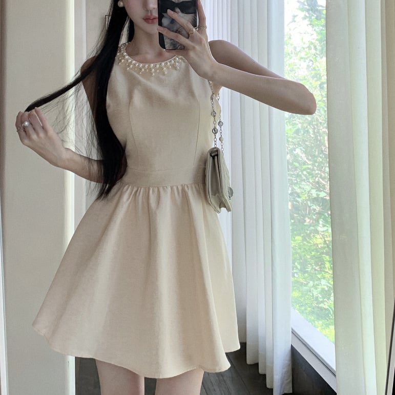 【dress】ノースリーブパールワンピース　M24545