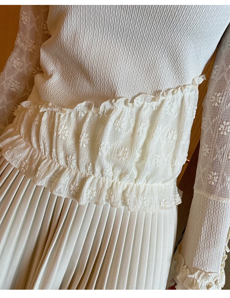 【tops】レース切り替えシャツトップス　M28903