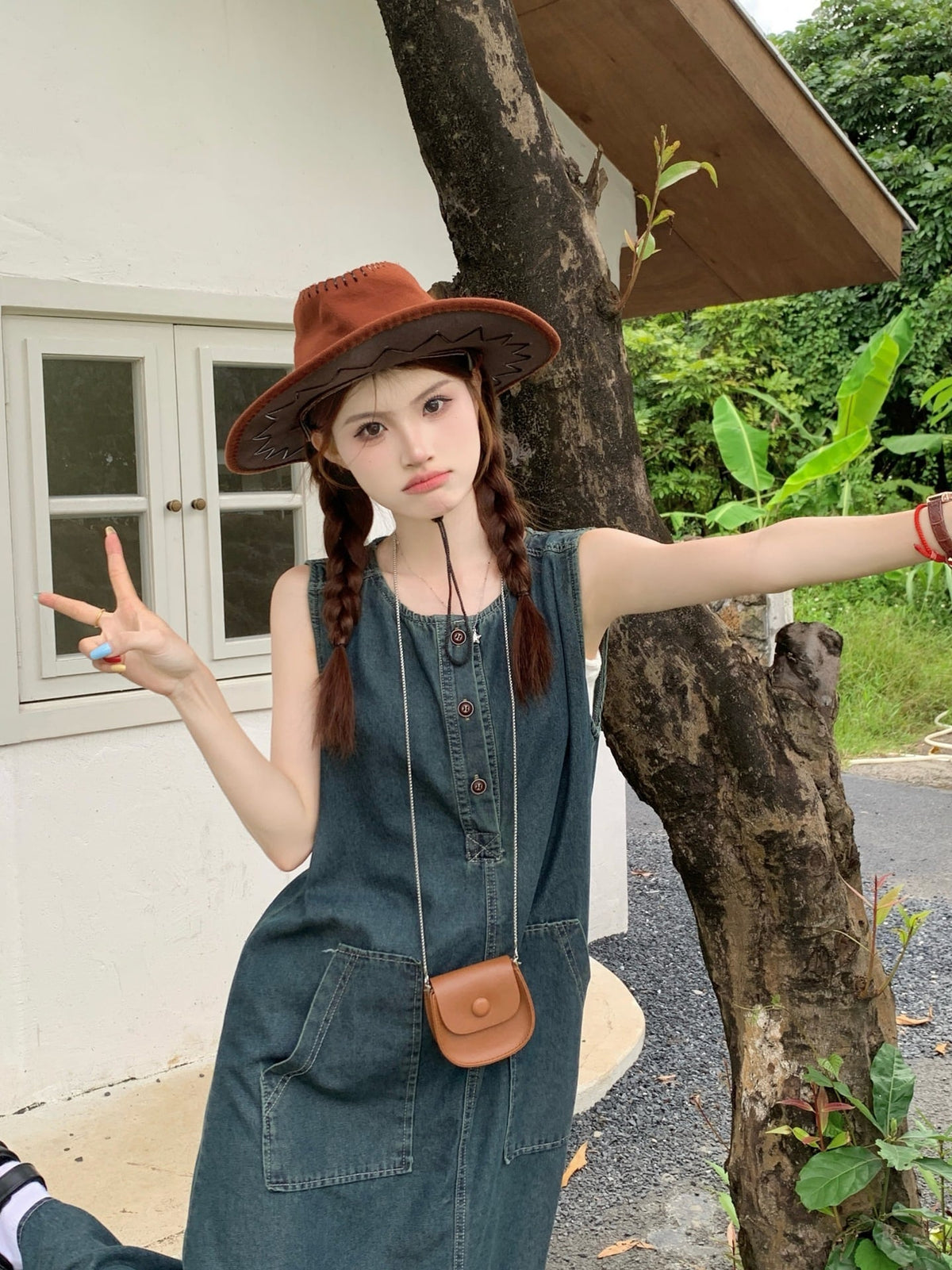 【dress】ノースリーブデニムワンピース　M25107