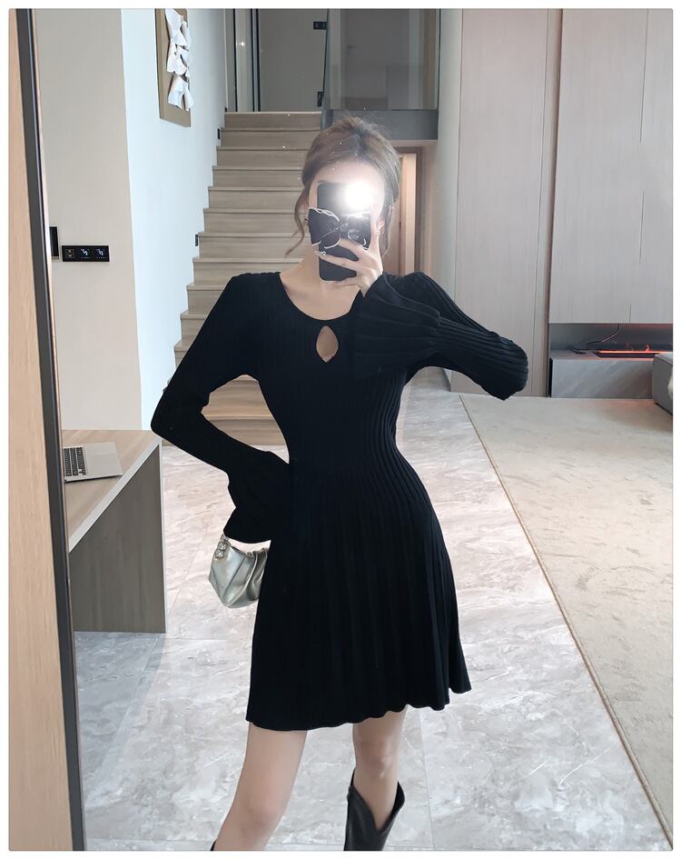 【dress】プリーツニットワンピース　M18856