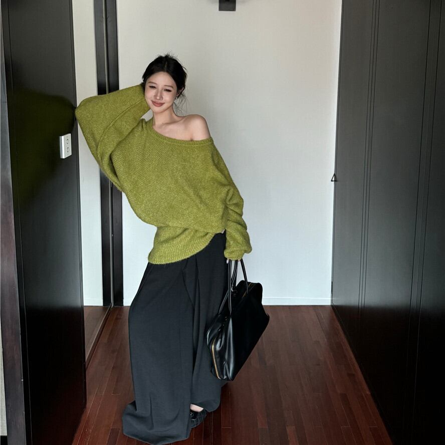 【dress】オフショルダーニットワンピース　M27956