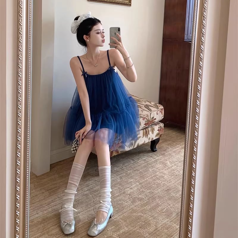 【dress】チュールミニキャミワンピース Q8346