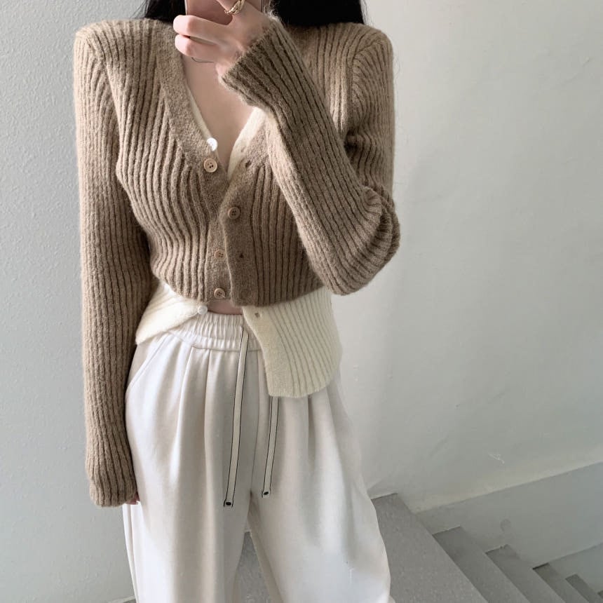 【outer】配色切り替えニットカーデ　M28679