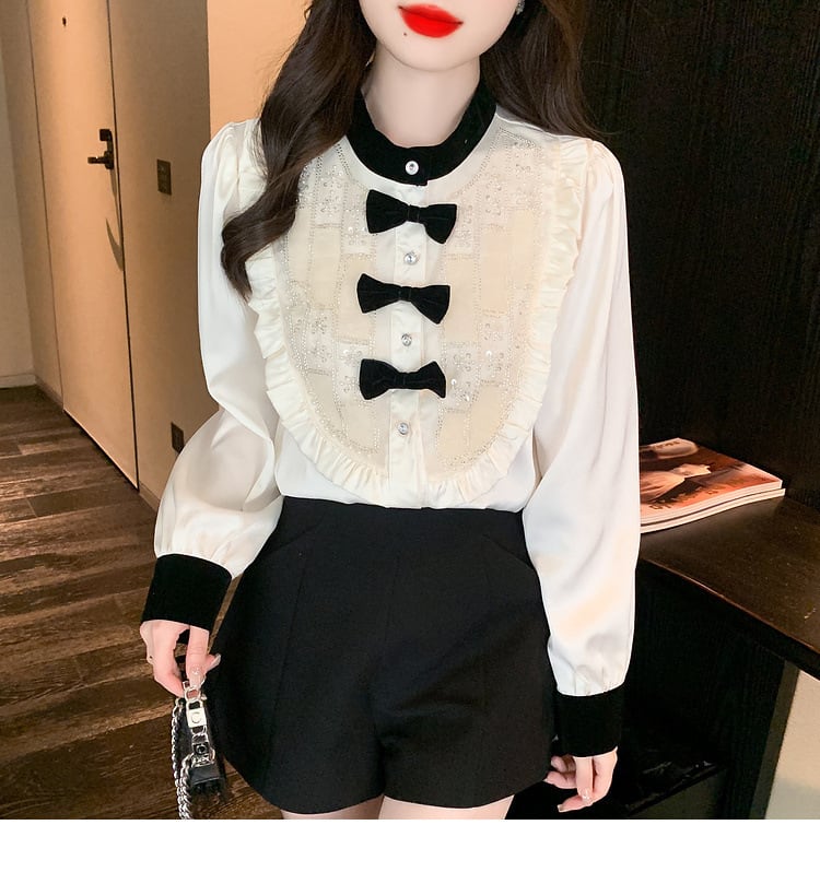 【tops】リボン付きシャツトップス　M25721