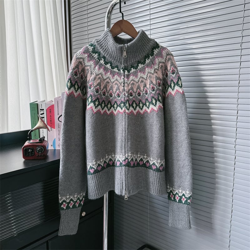 【outer】ファスナーニットカーデ　M26398