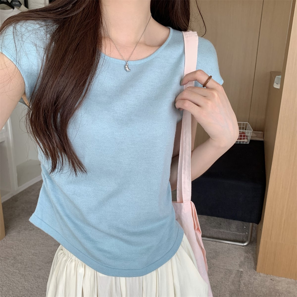 【tops】ニットTシャツ　M25142