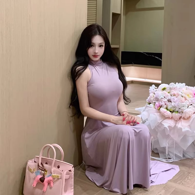 【dress】ノースリーブロングワンピース Q8375