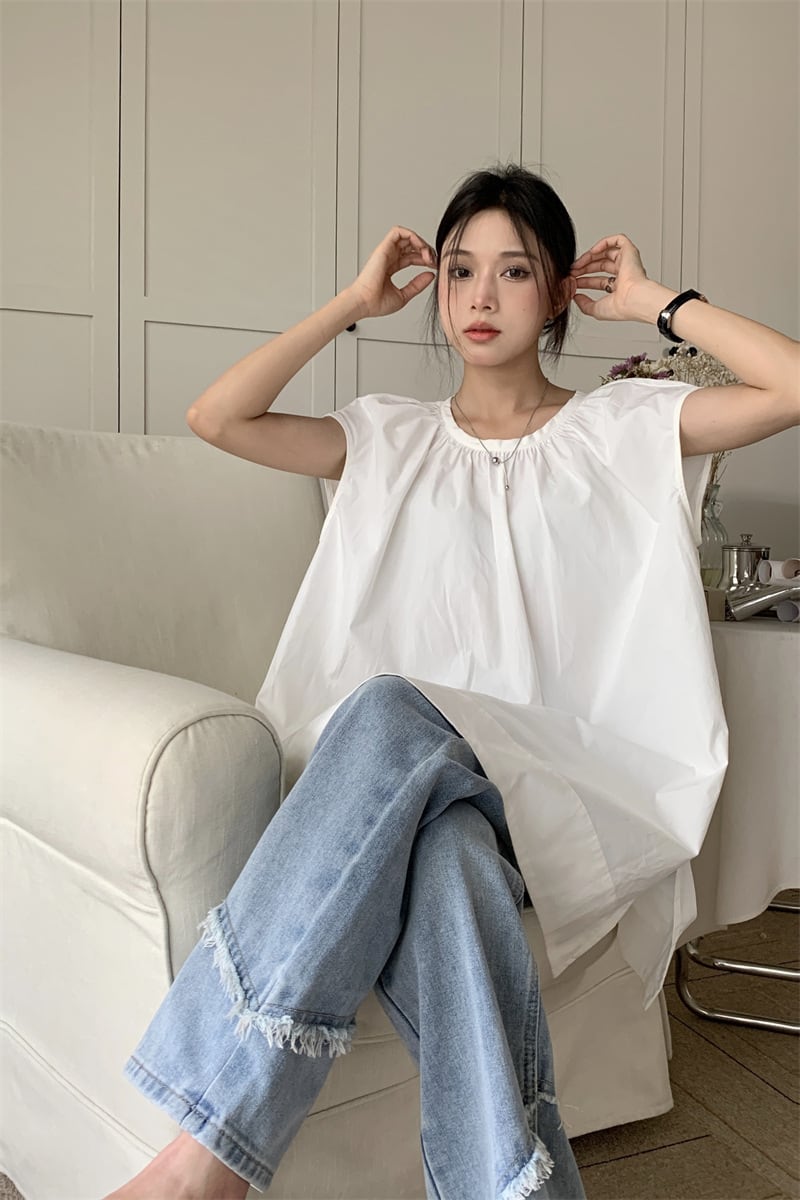 【tops】ノースリーブシャツトップス　M25114