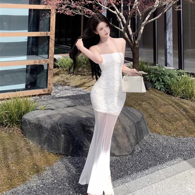 【dress】チュールドッキングレースキャミワンピース Q8330