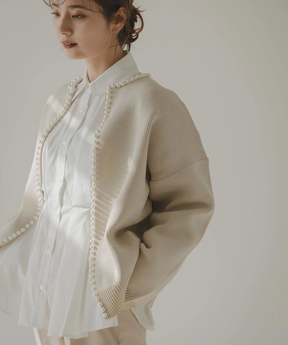 【outer】パールニットカーデ　M25572