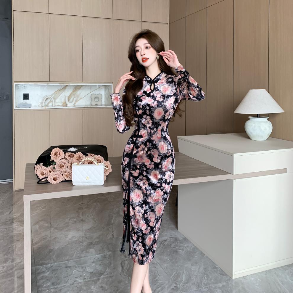 【dress】プリントスリットデートワンピース　M28303