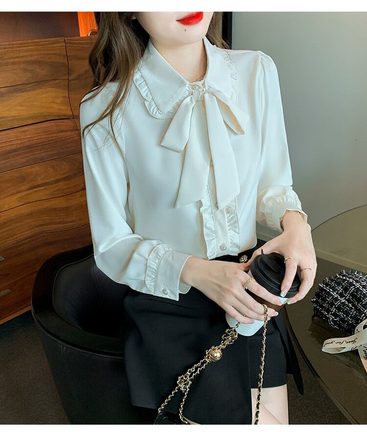 【tops】リボン付きシャツトップス　M28974