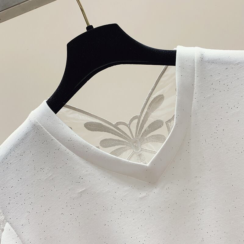 【tops】半袖透かし彫りＴシャツF7455