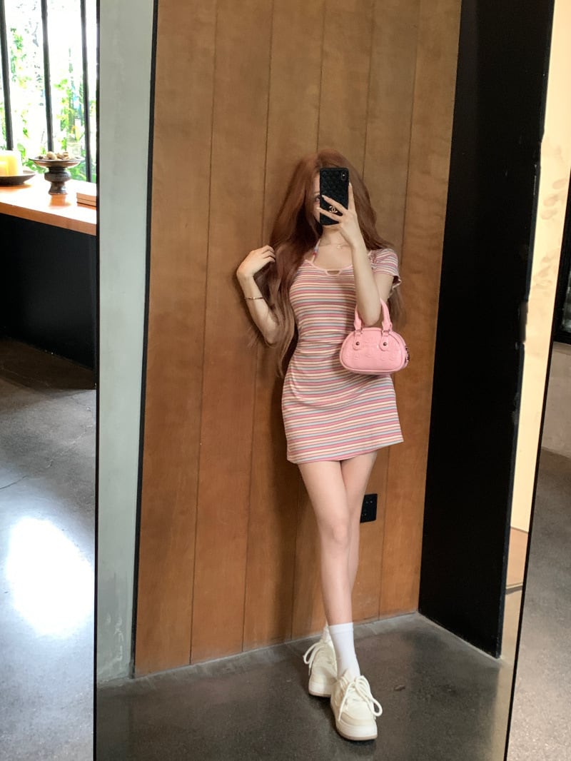 【dress】ストライプ柄ワンピース　M24241