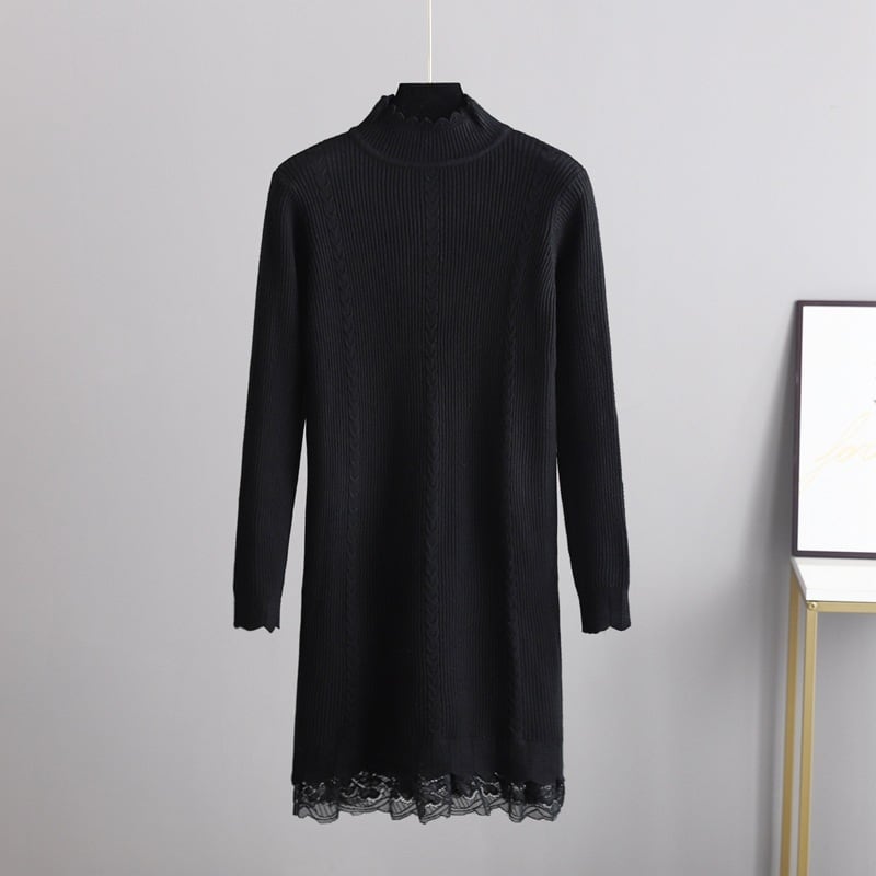 【dress】レース切り替えニットワンピース　M28471