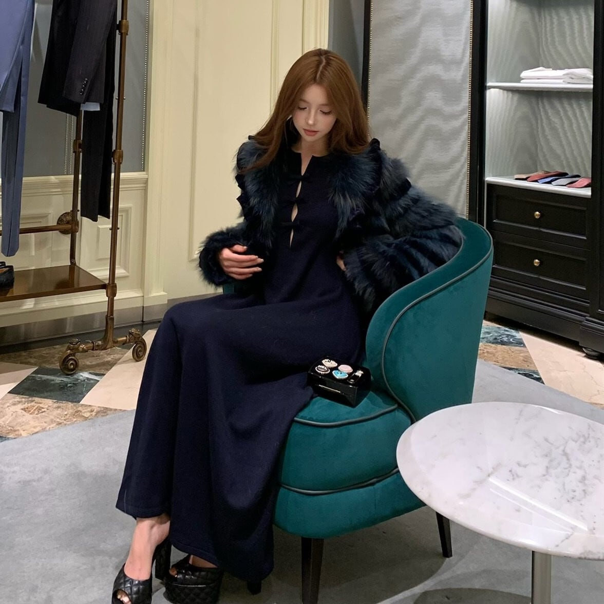 【dress】リボンノースリーブニットワンピース N3516