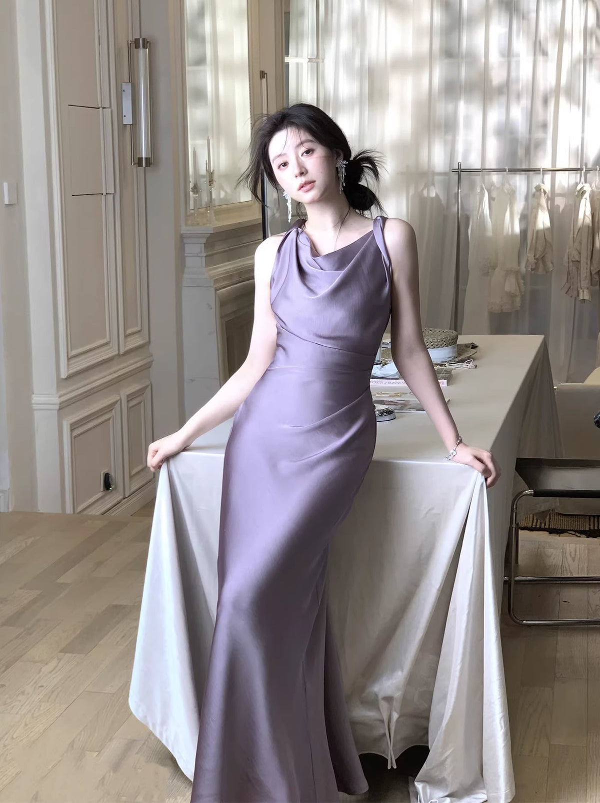 【dress】ノースリーブロングワンピース Q7983