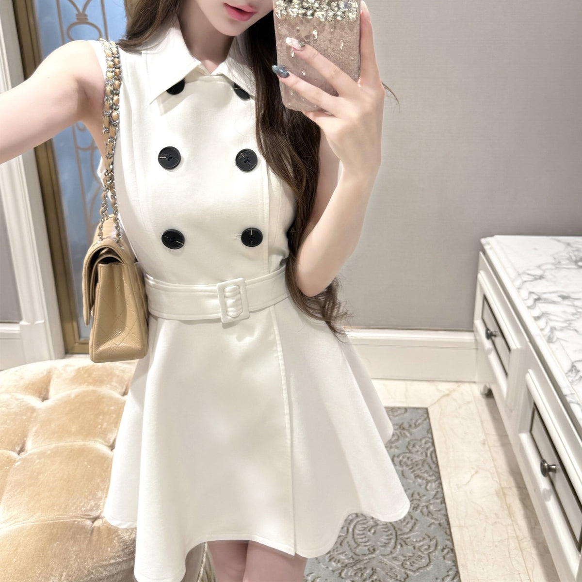 【dress】ダブルボタンミニワンピース　N3151