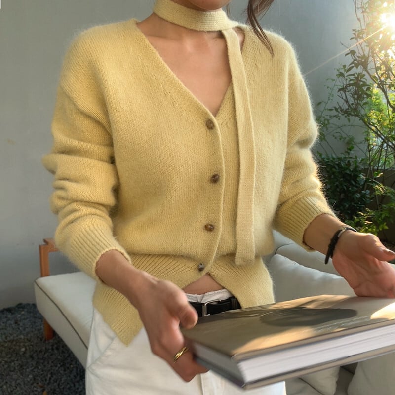 【outer】Vネックニットカーデ　M27492