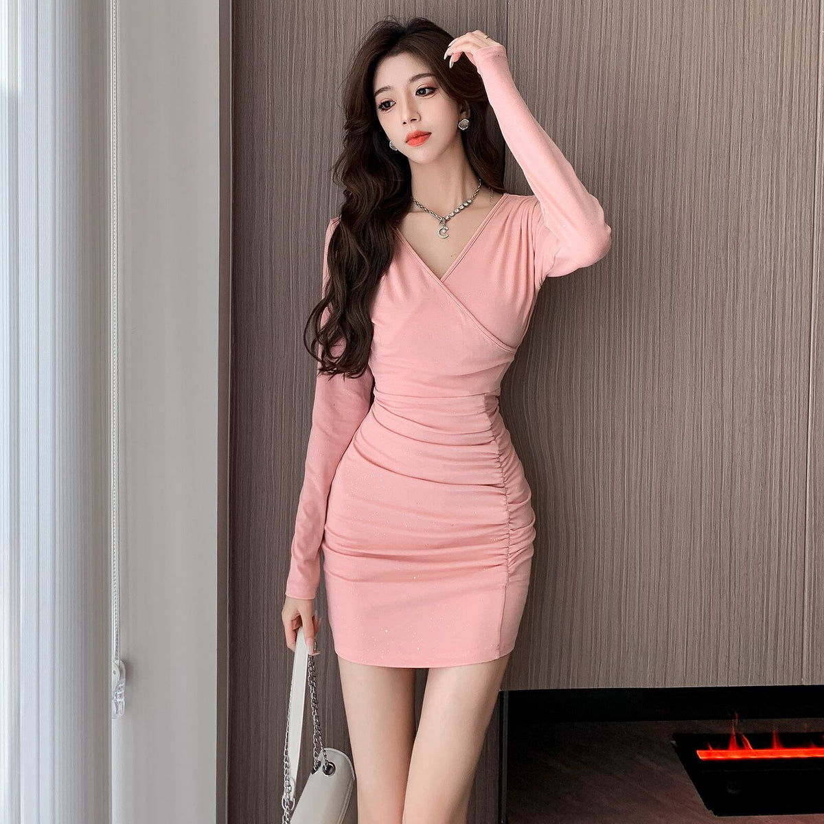 【dress】Vネックデートワンピース　M18680