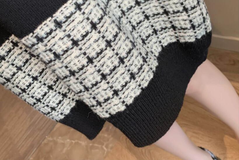 【dress】韓流スタイル!気質満点スウィートルーズゆったり切り替えニットワンピース G2656