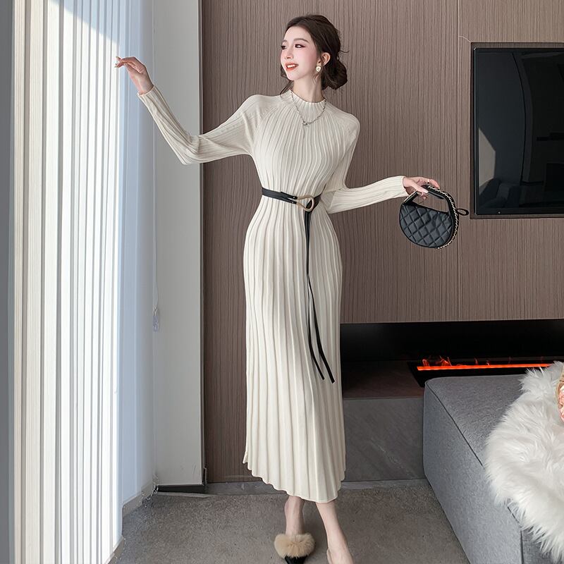 【dress】ニットワンピースベルト付き　M27464