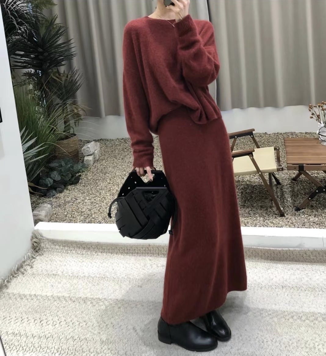 【set】ニットセーター×スカートセット　M27073