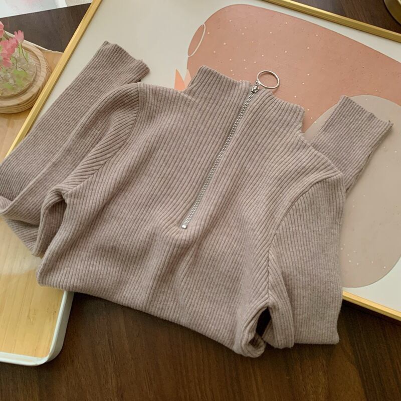 【tops】ファスナーニットトップス　M26487