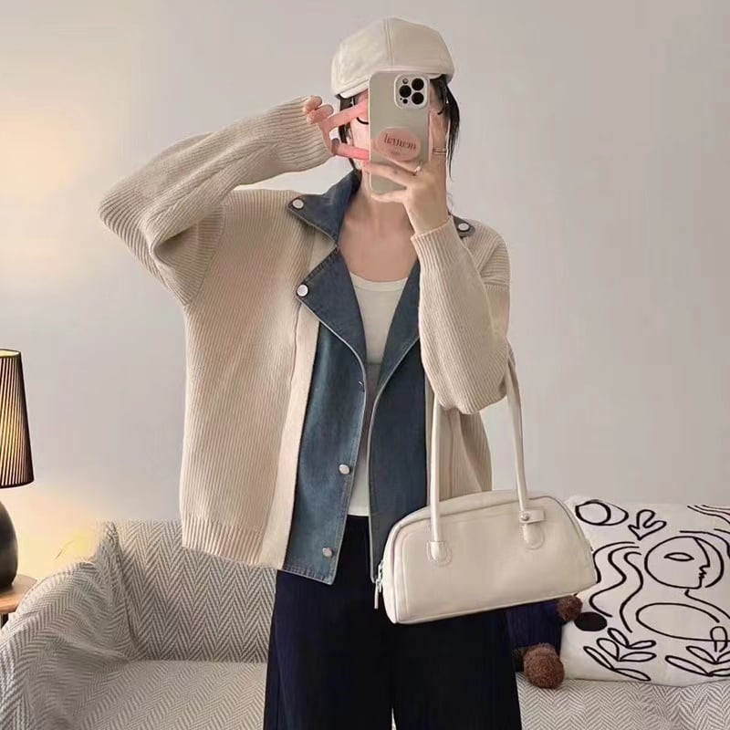 【outer】デニムドッキングカーディガン Q6367