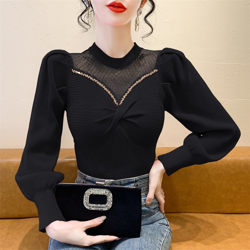 【tops】ビジュードッキングニットトップス　M27771
