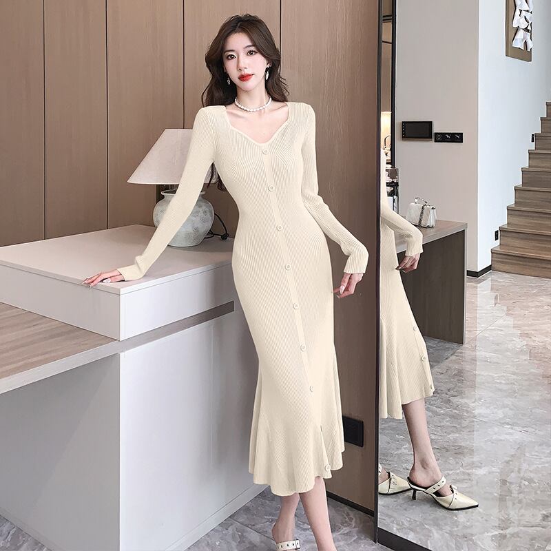 【dress】マーメイドニットワンピース　M28242