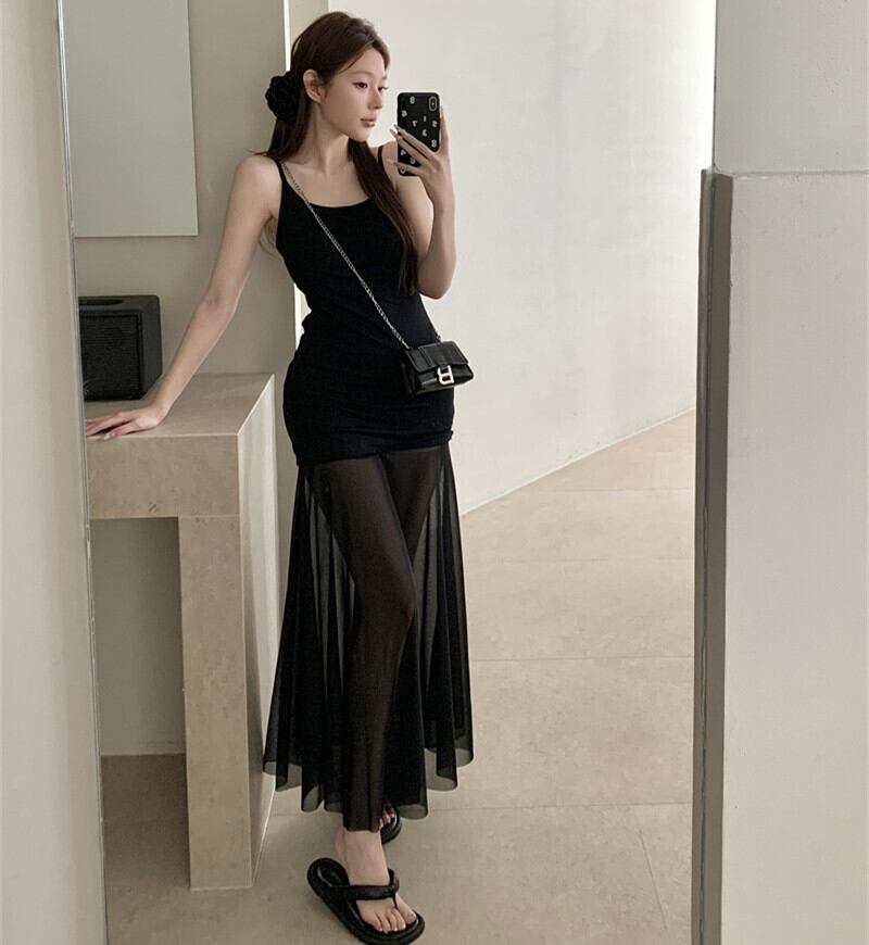 【dress】チュールコンビキャミワンピース　M29737