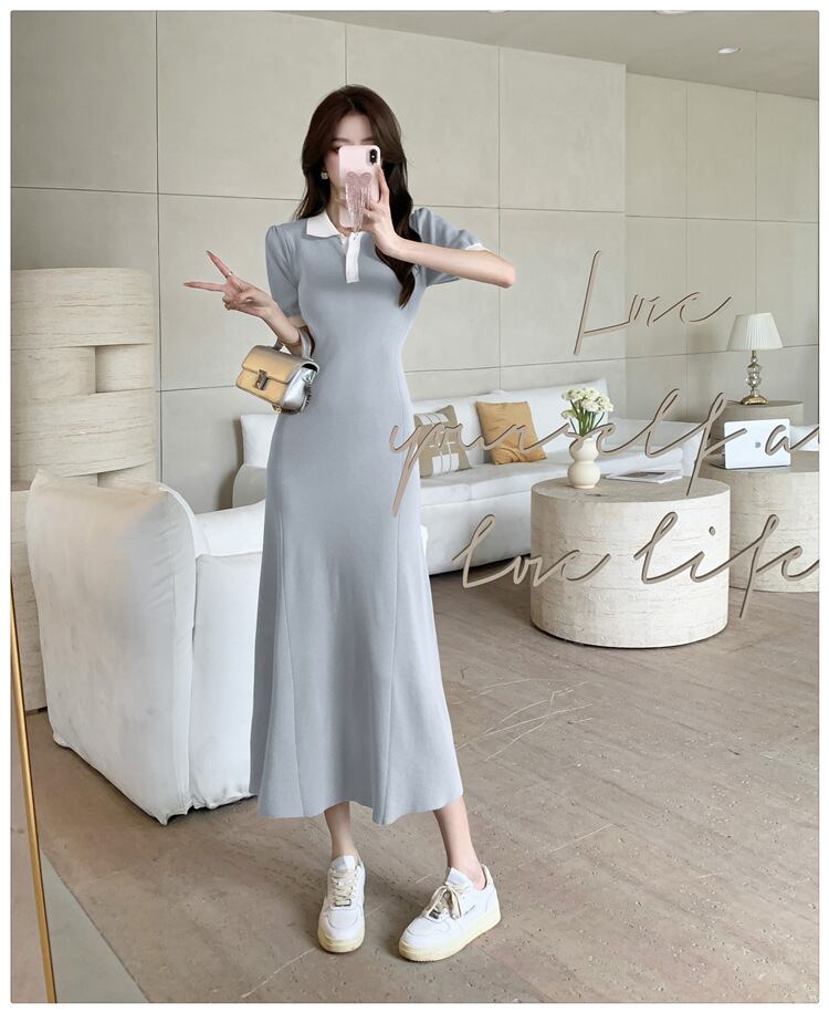 【dress】POLOネックニットワンピース G21110